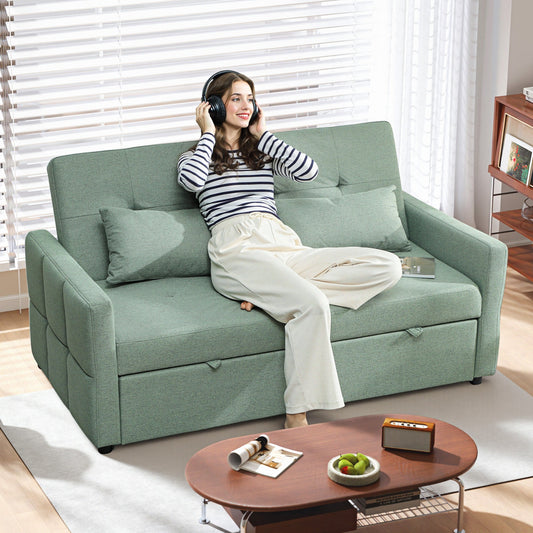HOMCOM Three-Way Two-Seater Sofa Bed - Green