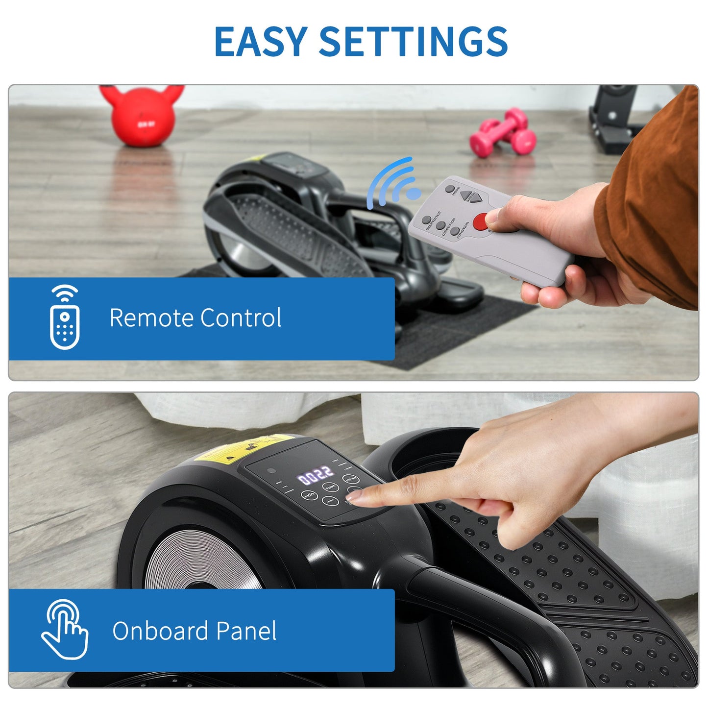 SPORTNOW Under Desk Electric Elliptical Machine for Home, Sit Down Pedal Exerciser for Seniors with 12 Programs, LCD Monitor, Compact with Remote Control & Non-Slip Pad