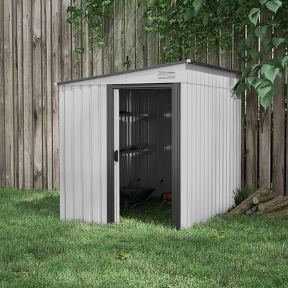 Outsunny 7 x 5ft Galvanised Metal Shed, with Sliding Door
