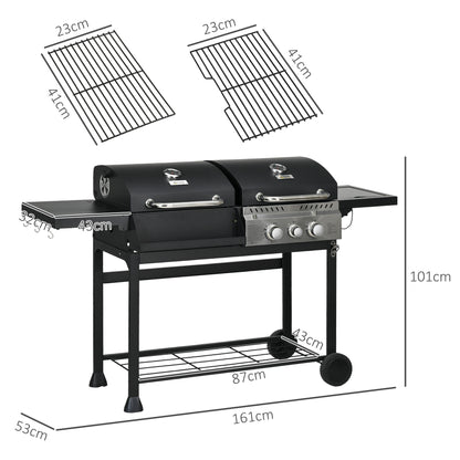 Outsunny Dual Fuel BBQ Grill - Czarny