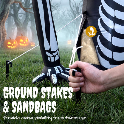 Outsunny Inflatable Ground Crawling Skeleton, Scary Halloween Decoration with Built-in LED Lights for Indoor Outdoor Decor
