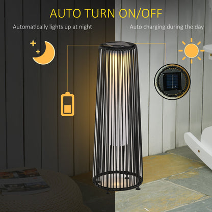 Outsunny Patio Garden Solar Powered Lights Woven Resin Wicker Lantern Auto On/Off