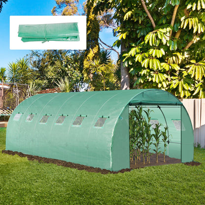 Outsunny 6 x 3 x 2m Greenhouse Replacement Cover ONLY Winter Garden Plant PE Cover for Tunnel Walk-in Greenhouse with Roll-up Windows