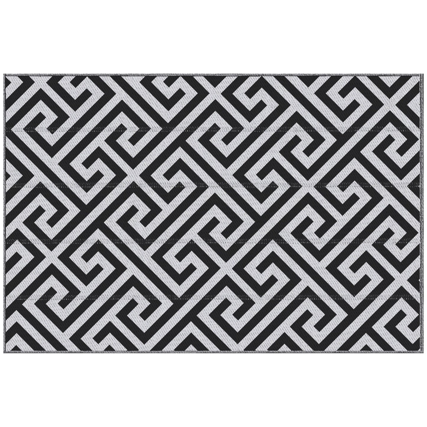 Outsunny Outdoor Rug Reversible Mat Plastic Straw Rug Portable RV Camping Mat for Garden Deck Picnic Indoor, 121 x 182 cm (4 x 6 ft), Black & White