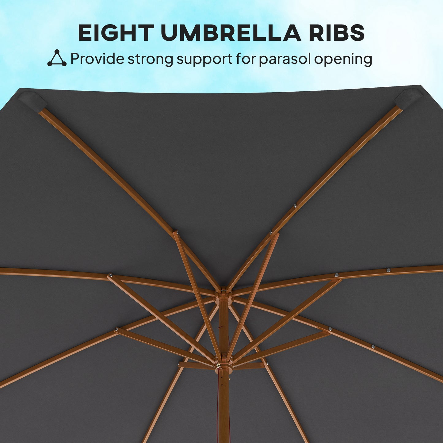 Outsunny 3m Parasol na słupku drewnianym - szary