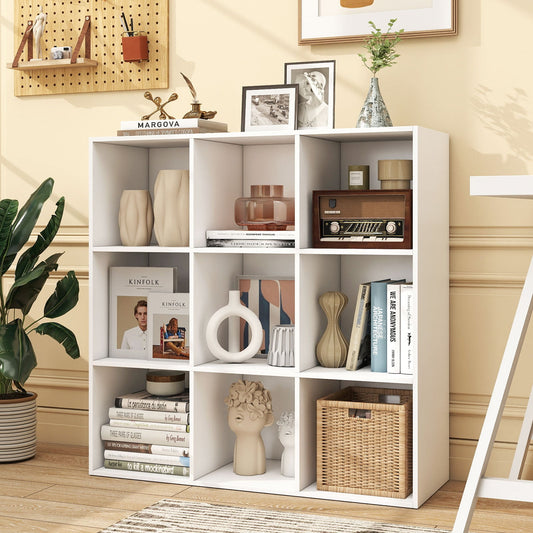 9-Cube Book Shelf Wooden Bookshelf Modern Bookcase Storage Organizer