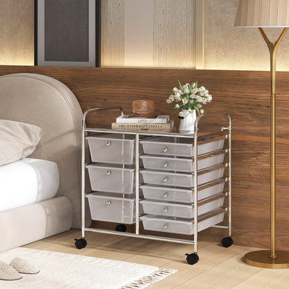 9-Drawer Rolling Storage Cart Tools Scrapbook Paper Organizer-Transparent