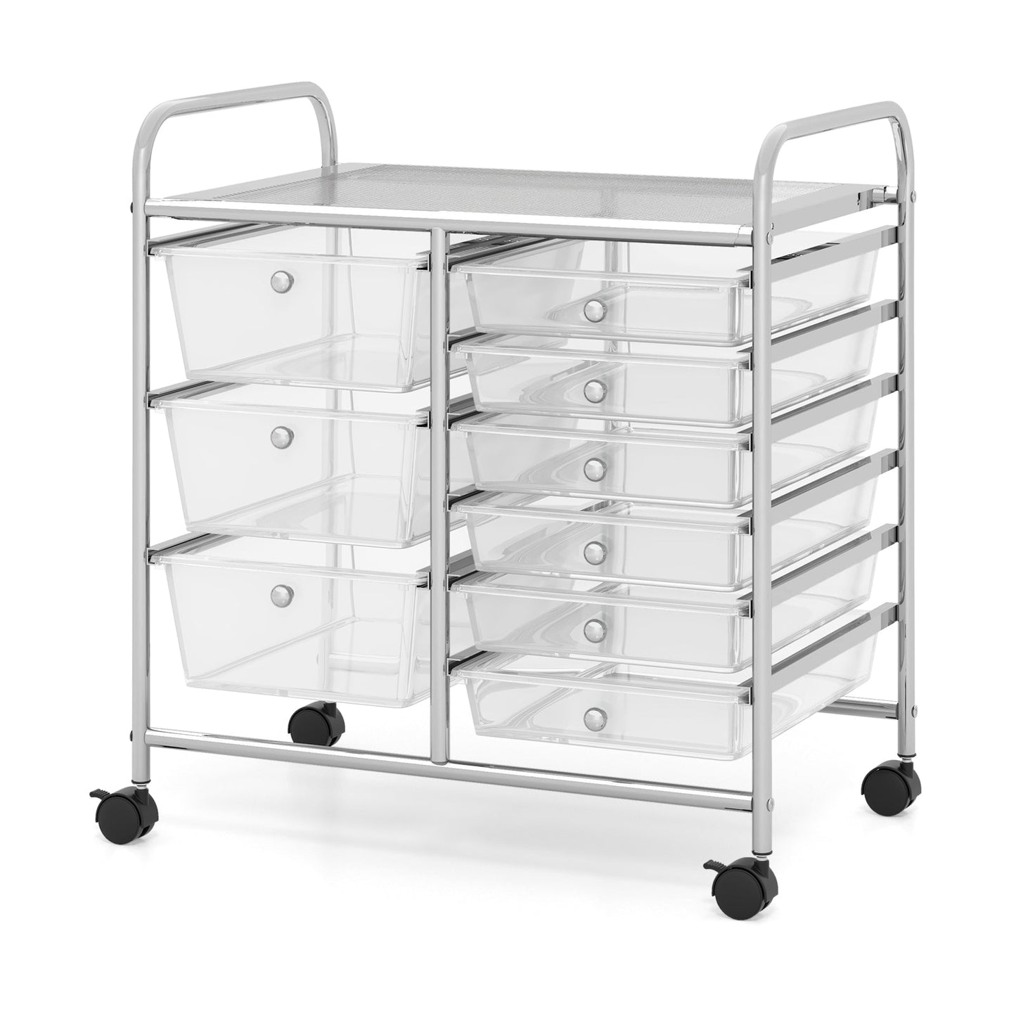 9-Drawer Rolling Storage Cart Tools Scrapbook Paper Organizer-Transparent
