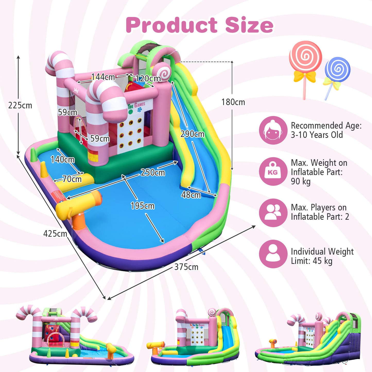 9-in-1 Inflatable Sweet Candy Water Bounce House