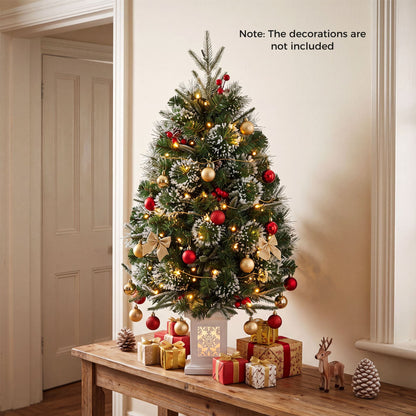 90 CM Pre-Lit Potted Christmas Tree with 80 Warm White LED Lights and 8 Modes