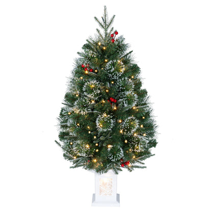 90 CM Pre-Lit Potted Christmas Tree with 80 Warm White LED Lights and 8 Modes