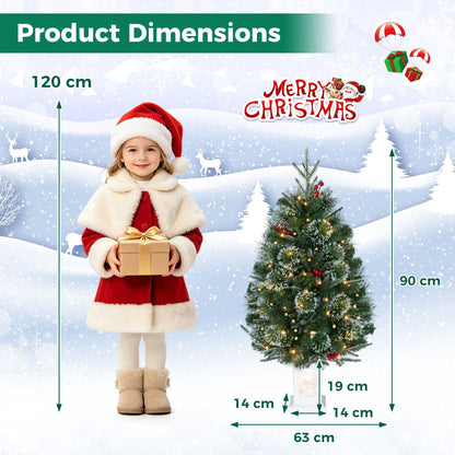 90 CM Pre-Lit Potted Christmas Tree with 80 Warm White LED Lights and 8 Modes