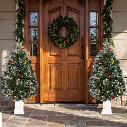 90 CM Pre-Lit Potted Christmas Tree with 80 Warm White LED Lights and 8 Modes