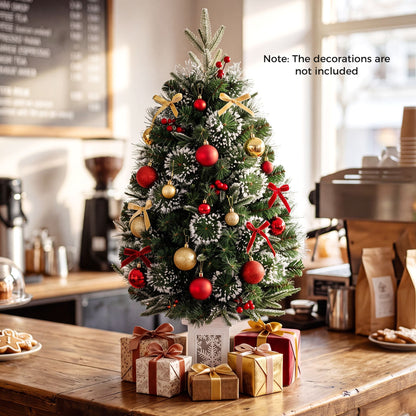 90 CM Pre-Lit Potted Christmas Tree with 80 Warm White LED Lights and 8 Modes
