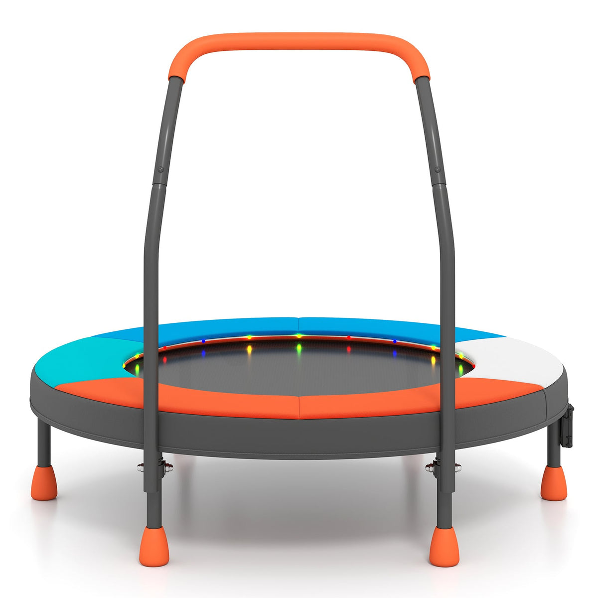 90 cm Folding Mini Trampoline for Kids with Lights and Padded Safety Cover-Multicolor
