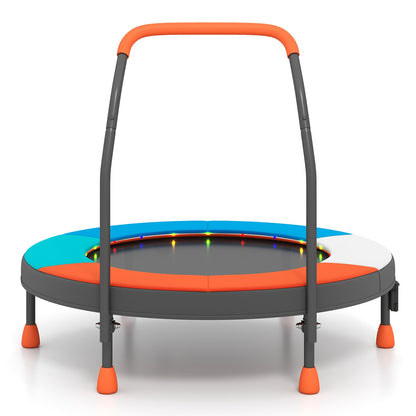 90 cm Folding Mini Trampoline for Kids with Lights and Padded Safety Cover-Multicolor