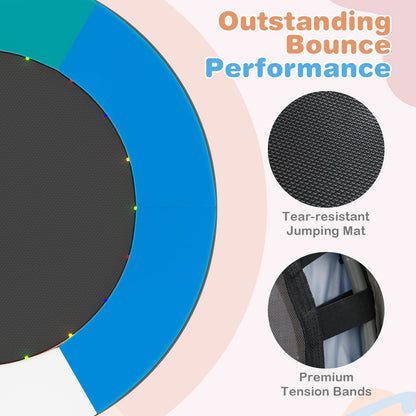 90 cm Folding Mini Trampoline for Kids with Lights and Padded Safety Cover-Multicolor