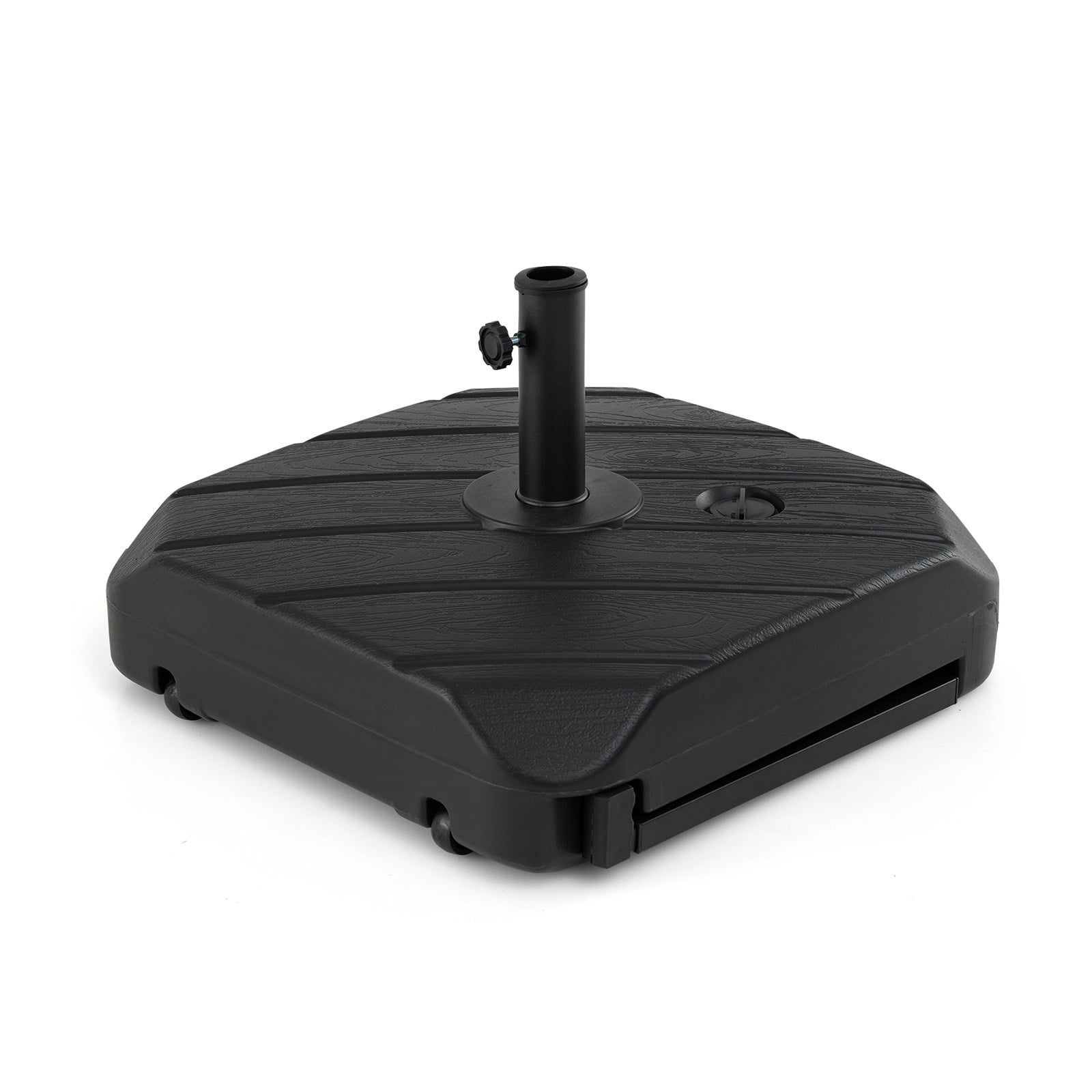 90 kg Fillable Patio Umbrella Base with Wheels and Telescopic Pull Rod