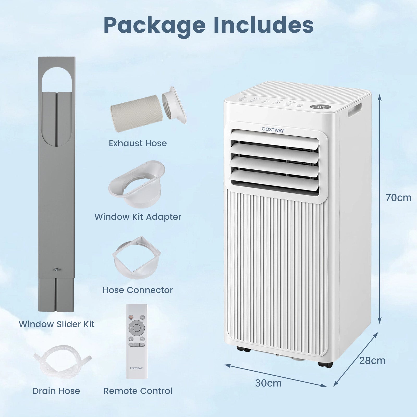 9000 BTU Portable Air Conditioner with Sleep Mode and 24H Timer-White