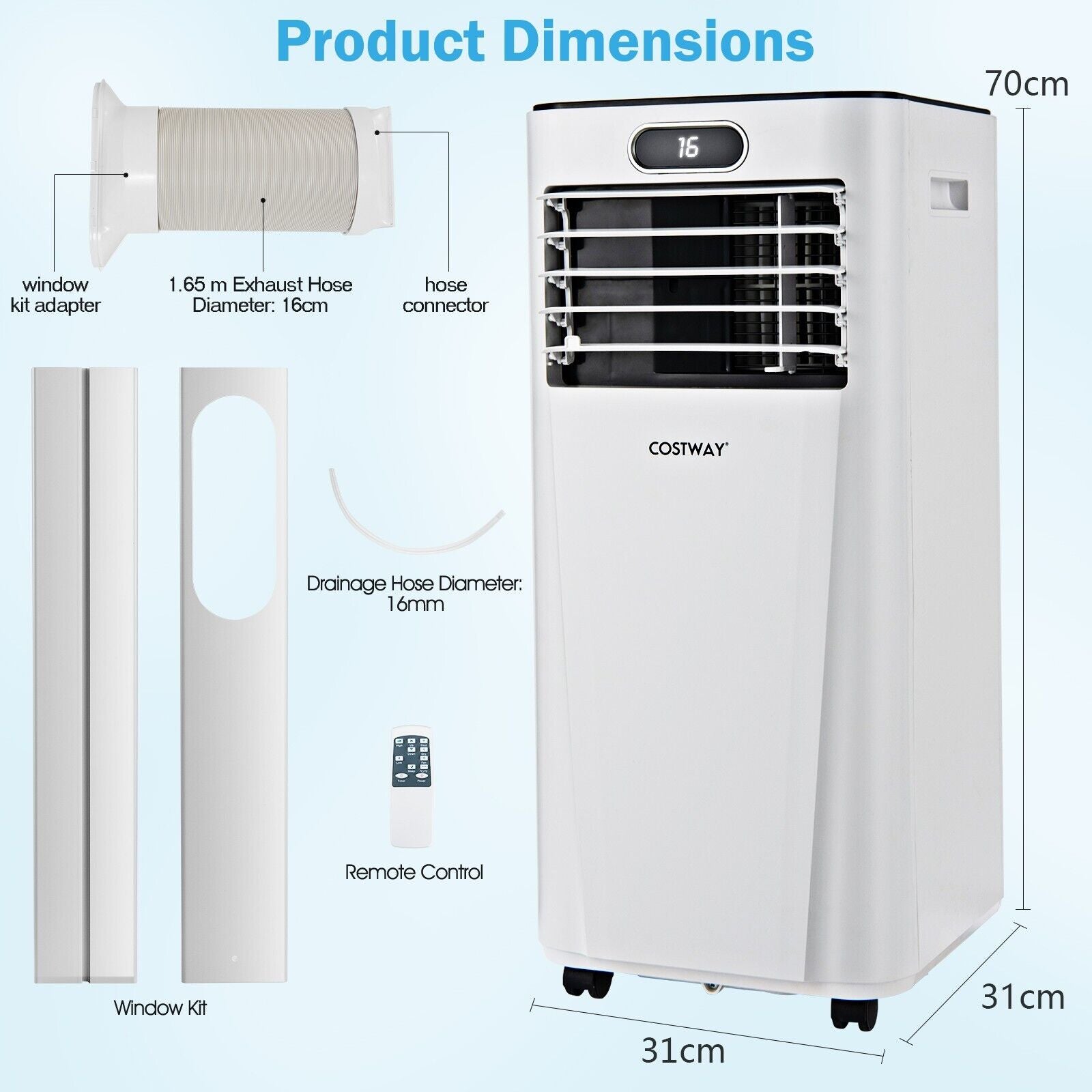 9000 BTU Portable Air Conditioner with 24H Timer