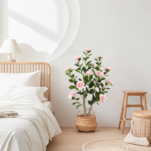 36 Inch Artificial Camellia Tree with Blooming Flower 1 Pack-Pink