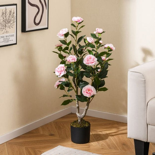 36 Inch Artificial Camellia Tree with Blooming Flower 1 Pack-Pink