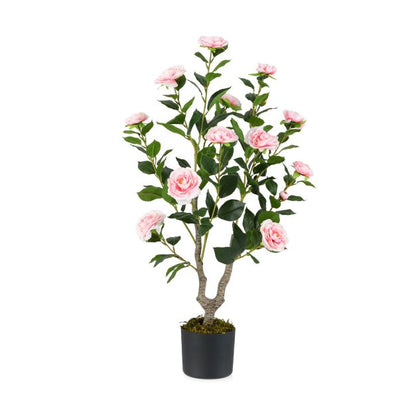 36 Inch Artificial Camellia Tree with Blooming Flower 1 Pack-Pink