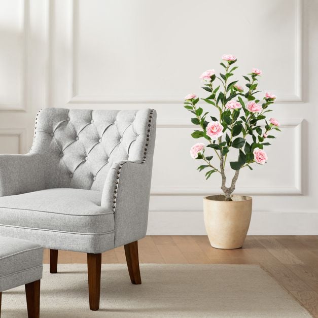 36 Inch Artificial Camellia Tree with Blooming Flower 1 Pack-Pink