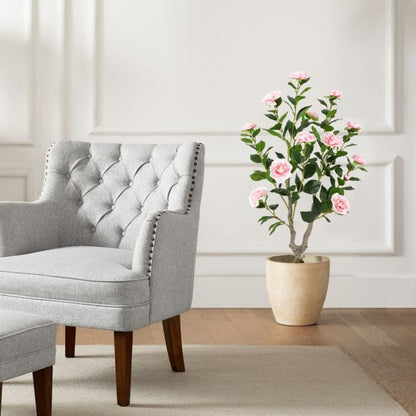 36 Inch Artificial Camellia Tree with Blooming Flower 1 Pack-Pink