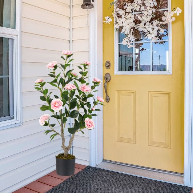 36 Inch Artificial Camellia Tree with Blooming Flower 1 Pack-Pink