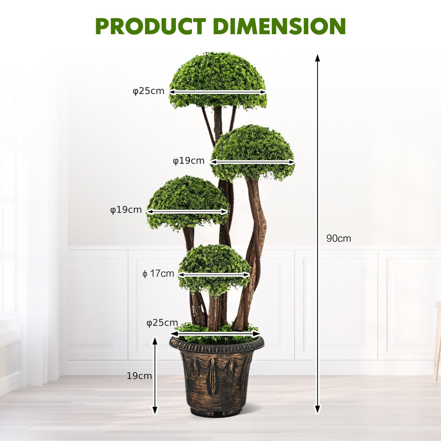 90cm Artificial Cypress Tree with Pot