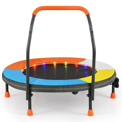 90 cm Folding  Mini Trampoline for Kids with Lights and Padded Safety Cover-Orange