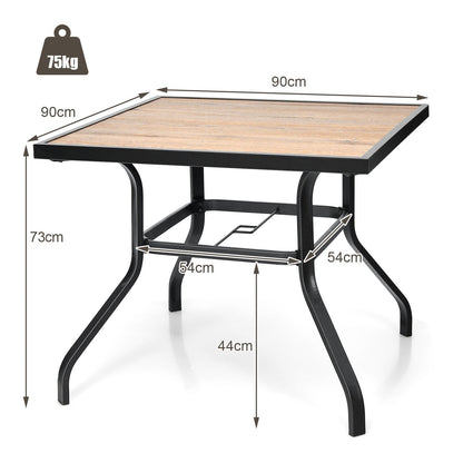 90 cm Square Patio Dining Table with Powder-Coated Steel Frame