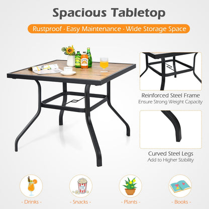 90 cm Square Patio Dining Table with Powder-Coated Steel Frame