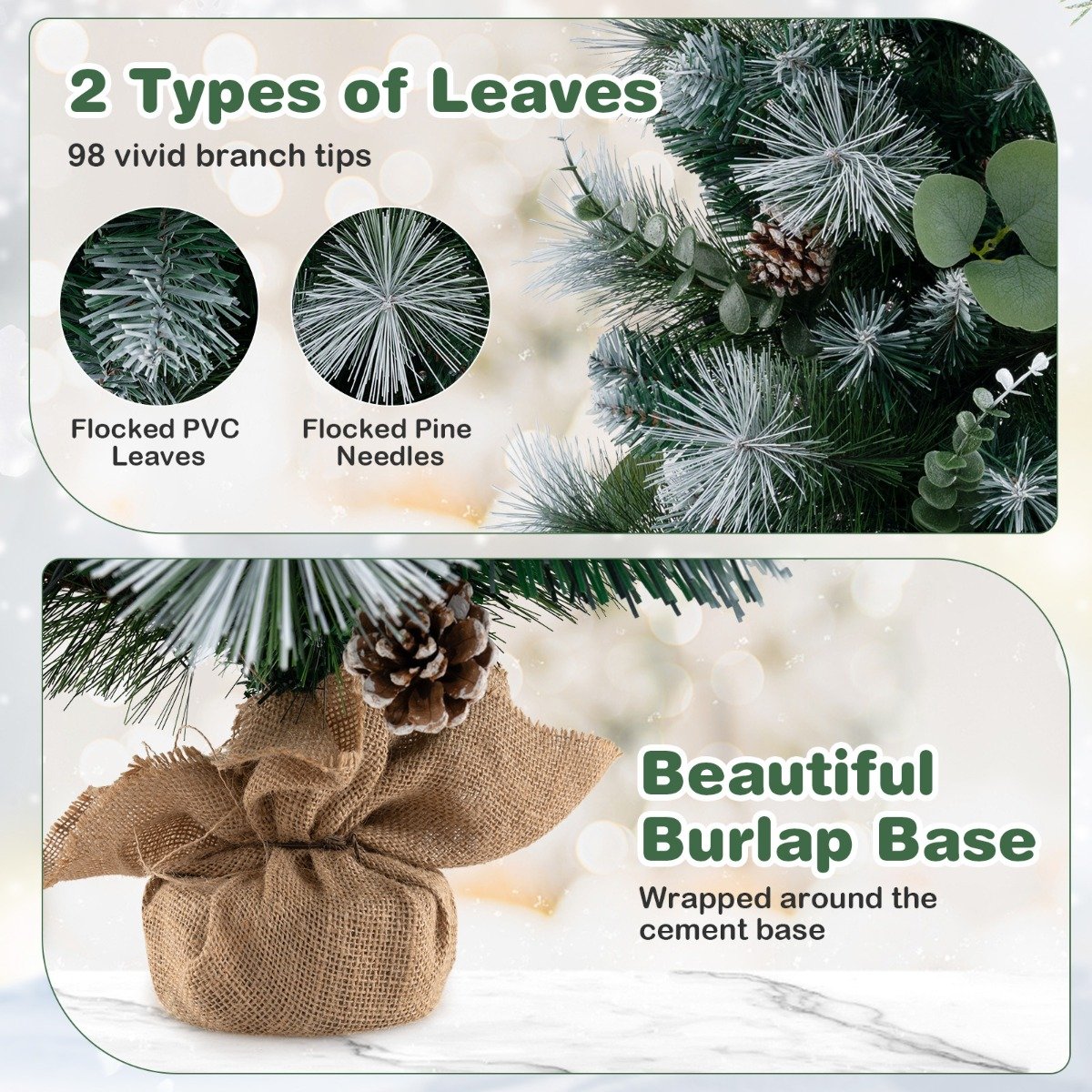 90CM Artificial Xmas Tree with 98 Branch Tips and Pine Needles