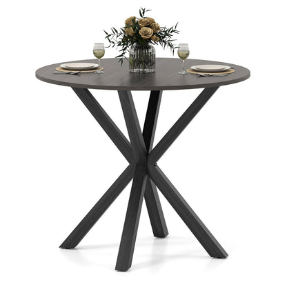 90CM Wood Dining Table with Intersecting Pedestal Base-Black