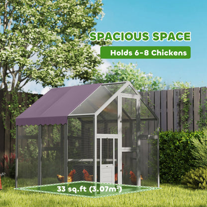 PawHut Large Walk In Chicken Run with Waterproof & Anti-UV Cover, for 6-8 Chickens, for Garden, Farm, 5.5' x 6' x 6'