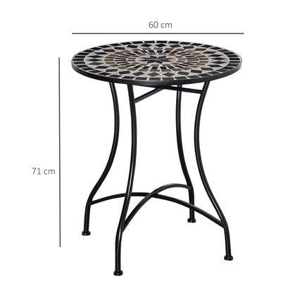 Outsunny 60cm Mosaic Outdoor Patio Table - Black