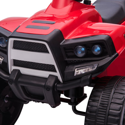 6 V Kids Ride on Cars Quad Bike Electric ATV Toy for Toddlers w/ Headlights Battery Powered for 18-36 months Black+Red