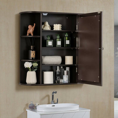 3-Tier Mirrored Wall Mounted Bathroom Cabinet-Brown