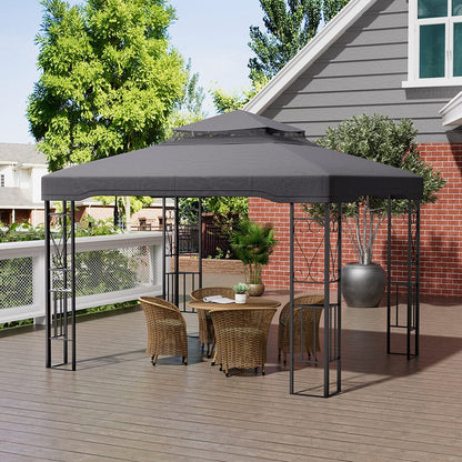 6x3M Premium Iron Pergola with Retractable Canopy and Mesh Screens