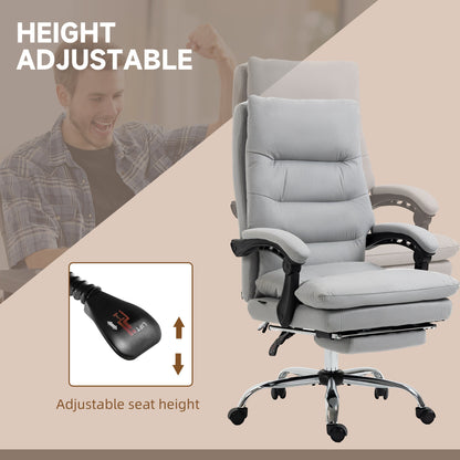 Vinsetto Vibration Massage Office Chair with Heat, Microfibre Computer Chair with Footrest, Armrest, Reclining Back, Double-tier Padding, Grey