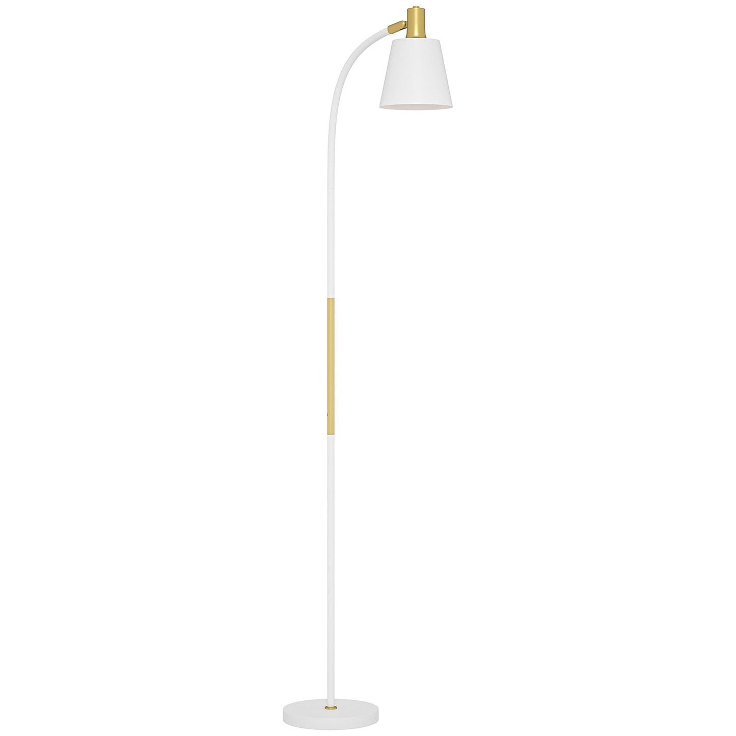 HOMCOM Lampa podłogowa do salonu, lampa stojąca do czytania z reflektorem i regulowaną wysokością, przełącznik kołyskowy włącz/wyłącz, oświetlenie wewnętrzne do sypialni, biura, białe (żarówka nie jest dołączona)
