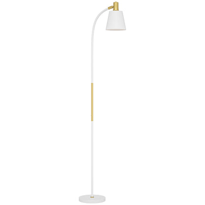 HOMCOM Lampa podłogowa do salonu, lampa stojąca do czytania z reflektorem i regulowaną wysokością, przełącznik kołyskowy włącz/wyłącz, oświetlenie wewnętrzne do sypialni, biura, białe (żarówka nie jest dołączona)