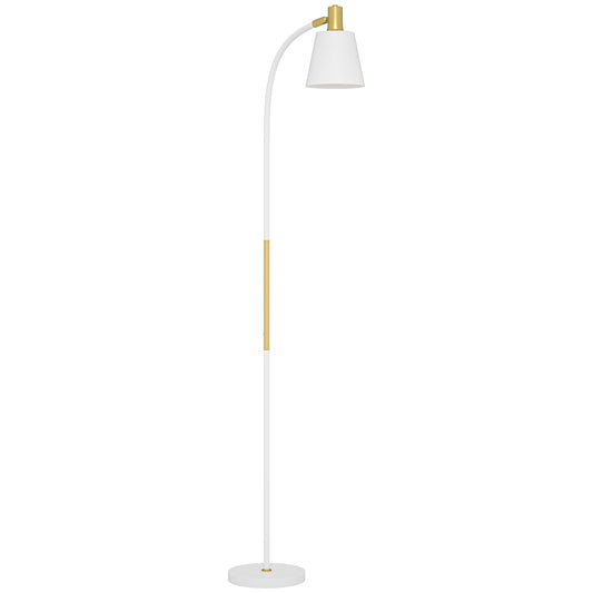 HOMCOM Lampa podłogowa do salonu, lampa stojąca do czytania z reflektorem i regulowaną wysokością, przełącznik kołyskowy włącz/wyłącz, oświetlenie wewnętrzne do sypialni, biura, białe (żarówka nie jest dołączona)