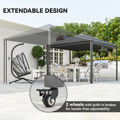 Outsunny√Ç 3√Ç x√Ç 3√Ç or 3√Ç x 6m Garden√Ç Gazebo with Extendable Awning and Wheels,√Ç UPF30+ Outdoor√Ç Metal Gazebo√Ç Canopy√Ç Shelter√Ç for BBQ, Event, Party