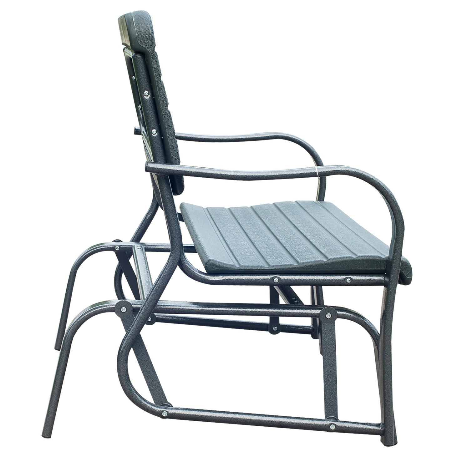 Outsunny Garden Double Glider Bench HDPE Metal 2 Seater Swing Chair Porch Outdoor Patio Rocker