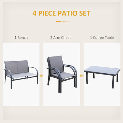 Outsunny Four-Piece Minimal Garden Patio Set - Grey