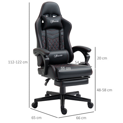 Vinsetto Racing Gaming Chair w/ Arm, PU Leather Gamer Recliner Home Office, Black Red