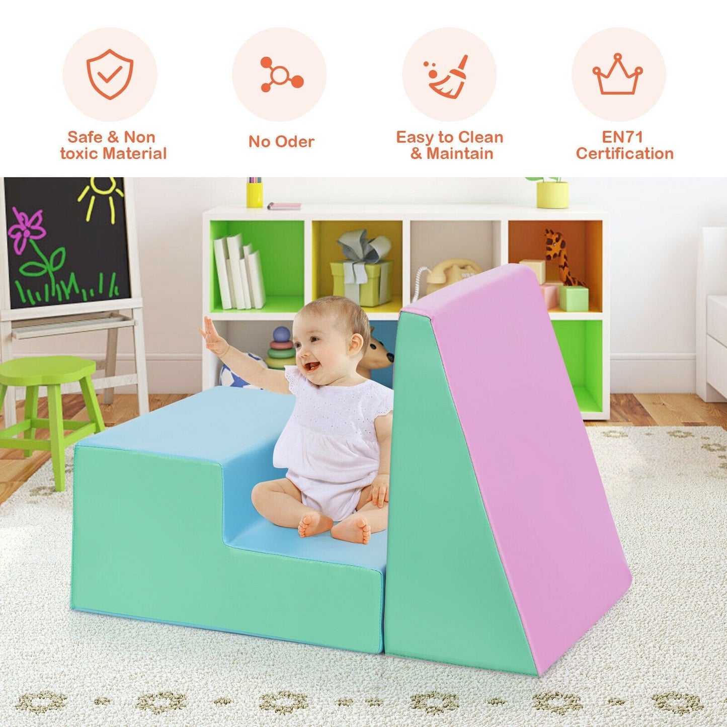 Toddler Climb and Crawl Foam Play Set-Pink